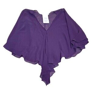 Davids Bridal Plum Chiffon Bolero Shrug  N/S Flutter Sleeve Wedding NWOT